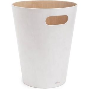 Umbra Woodrow prullenbak met capaciteit van 7,5 liter, Beukenhout, Wit/naturel