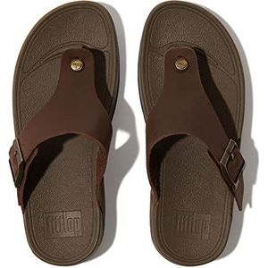 Fitflop Heren Trakk Ii Toe Post Leer met Gesp Flip-Flop, Chocolade Bruin, 42 EU