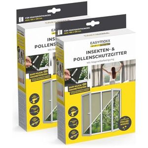 EASYmaxx Insect Protect insecten- & pollenhor | met magnetische bevestiging | vliegenhor raam | pollenhor | voor ramen tot 130 x 150 cm [set van 2]