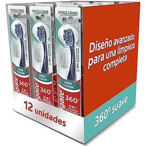 Colgate 360 zachte tandenborstels, verwijdert mondbacteriën, inclusief dop, meerkleurig, 12 stuks