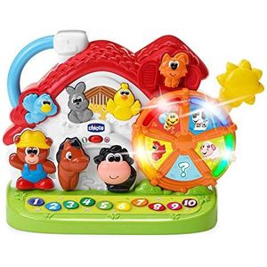 Chicco Ma Boerderij, tweetalig, Frans/Engels, boerderij met tonen en licht, 3 speelmogelijkheden, elektronisch educatief speelgoed voor kinderen van 1 tot 4 jaar