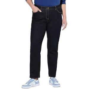 Ulla Popken Damesjeans, boyfriend casual broek, donkerblauw (dark blue denim), 32W / 32L