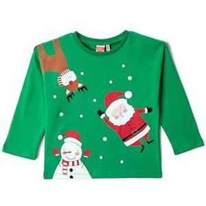 Koton Babyboys T-shirt met kerstthema Kerstman bedrukt met lange mouwen en ronde hals, groen (824), 12-18 Maanden
