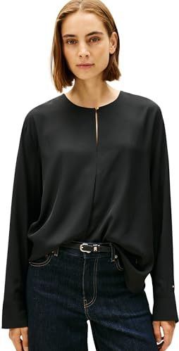 TOMMY HILFIGER - Blouseshirt - Zwart - Lange Mouw - Wijde Pasvorm