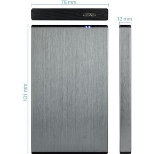 Externe 2,5 inch SATA-schijf voor 9,5 mm SATA harde schijven met USB 3.0/3.1 Gen1-aansluiting in elegant grijs, ideaal voor uitbreiding van het geheugen naar laptops en pc's, zorgt voor snelle