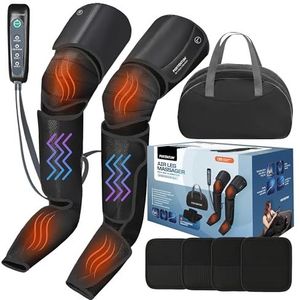PORTENTUM Beenstimulators voor pijn en bloedsomloop met instelbare warmte en trillingen, 5 compressieniveaus, afstandsbediening met led-display, verlicht vermoeide benen, voetmassageapparaat