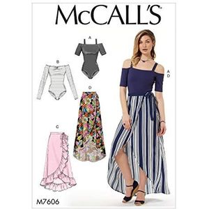 Mccall's Patterns 7606 ZZ, Misses Bodysuits en Rokken, maten LRG-XXL, Weefsel, Multi/Kleur, 17 x 0,5 x 0,07 cm