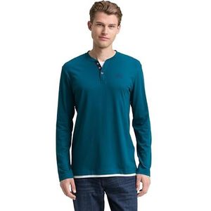 TOM TAILOR T-shirt met lange mouwen voor heren, 38890 - Classic Petrol, XL