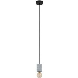 EGLO Hanglamp Prestwick 3, 1-lichts pendellamp industrieel, eettafellamp van beton in grijs en metaal in zwart, lamp hangend voor woonkamer, E27 fitting