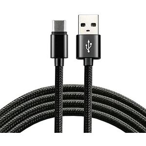 everActive USB USB C/Type C kabel, nylon kabel, snel opladen met maximaal 3 A, 200 cm lang, zwart, model: CBB-2CB