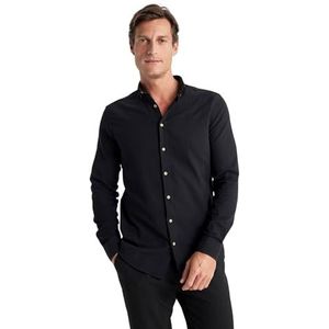 DeFacto Heren Vrijetijdshemden en klederdrachthemden - Klassiek Heren Shirt Zwart XL, zwart, XL