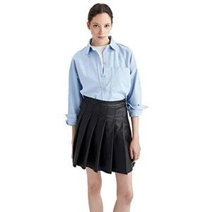 DeFacto Dameshemd van katoenweefsel met lange mouwen, blauw, XS