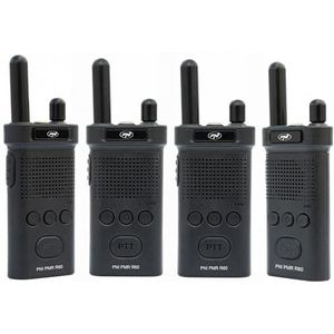 Kit van 4 draagbare radiostations PNI PMR R60 446MHz, 0,5W, 16 programmeerbare kanalen, 16 PMR en 50 CTCSS en 104 DCS tonen, Scan, key lock, SOS, Monitor, 1200mAh batterij