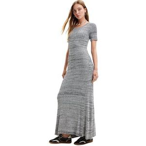 Lange geribde gemêleerde jurk