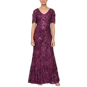 Alex Evenings dames lange paillettenjurk met platte mouwen voor speciale gelegenheden, pruim, 46, pruim, 44