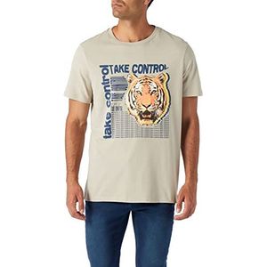 Koton Heren Tiger Printed T-shirt, Grijs (035), XXL