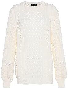 faina Dames temperament hol out design gebreide trui wolwit maat M/L, wolwit, M