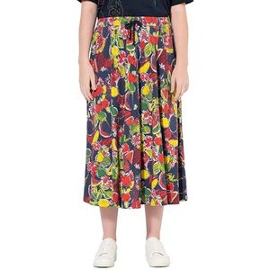 Ulla Popken Dames jersey midi-rok, A-lijn, elastische tailleband, biologisch katoen rok, Verbrande klei, 42-44