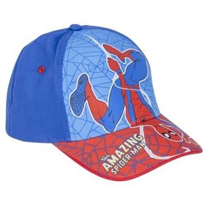 Kindermuts met Spiderman-vizier, blauw, maat 53 cm, van 65% katoen en 35% polyester, Spiderman-print, origineel product, ontworpen in Spanje, Blauw, one size
