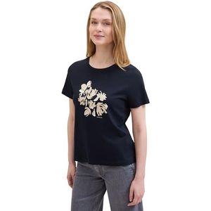 TOM TAILOR Basic T-shirt voor dames met print, 10932 - Sailor Blue, L