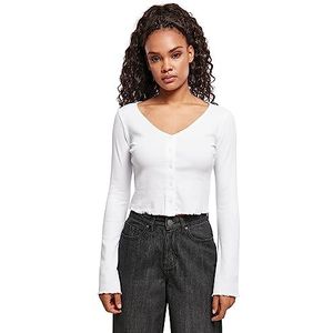 Urban Classics Dames Dames Cropped Rib Cardigan Sweatshirt, wit, S