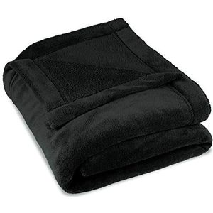 CelinaTex Wollige knuffeldeken XXL 220 x 240 cm zwart deken bank warm woondeken zacht microvezel fleece Oeko-TEX Montreal