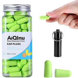 AiQInu Oordopjes om te slapen, gehoorbescherming, oordopjes, 60 paar, 38 dB SNR, superzacht schuim, geluidsbescherming, oordopjes, ideaal voor snurken, leren, reizen, concerten, groen