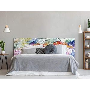 Hoofdbord voor bed, PVC, digitale druk, kleurrijke stad, 100 x 60 cm, origineel hoofdbord