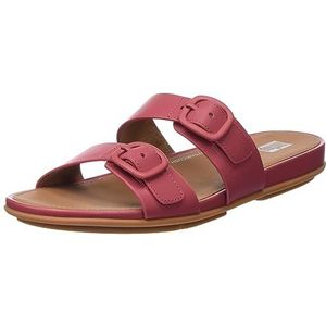 Fitflop Dames Gracie rubberen gesp twee-bar lederen slippers sandaal, Dusky Rood, 37 EU