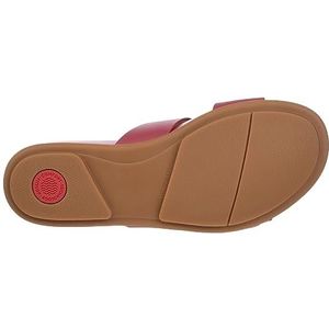 Fitflop Dames Gracie rubberen gesp twee-bar lederen slippers sandaal, Dusky Rood, 37 EU