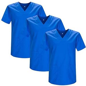 MISEMIYA - Verpakking met 3 stuks - sanitaire tas, uniseks, gezondheidsuniform, medische uniform, koningsblauw 21, XL