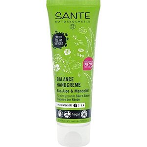 SANTE Naturkosmetik Balance Handcrème, gezonde zuur-basen van de handen, veganistisch, met biologische aloë en amandelolie, 75 ml