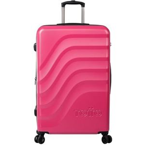 Totto - Uitbreidbare hardcase koffer - Brazy + - Grote koffer - Deco Rose - Roze - Cabinebagage - Uitbreidbaar systeem - TSA-systeem - Polyester voering, Roze, Travel