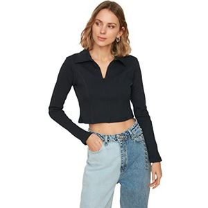 Trendyol Dames Navy Crop Gebreide Blouse, XL
