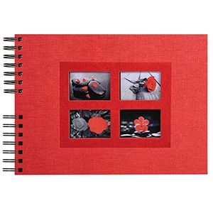 Exacompta - ref. 16245E - 1 Spiraalgebonden fotoalbum PASSION - 150 foto's - 50 zwarte pagina's - Formaat 32 x 22 cm - omslag in rood decopapier met bi-materiaal effect