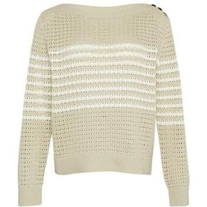 s.Oliver BLACK LABEL Damestrui van licht gebreid gat met decoratieve knopen, katoenmix, lichtbeige, 36
