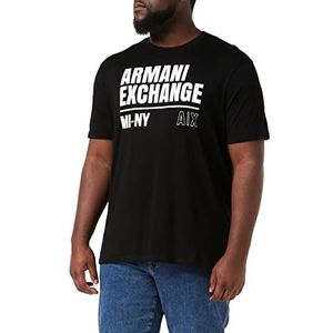 Armani Exchange Heren ronde hals, Maxi Logo op Front T-Shirt, Zwart, Extra Small