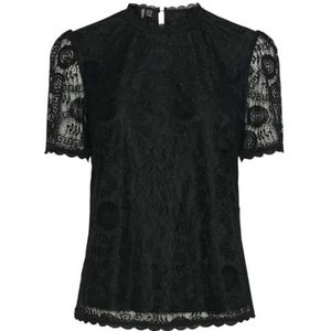 PIECES Dames Pcolline Ss Lace Top Noos Tanktop, zwart, XL