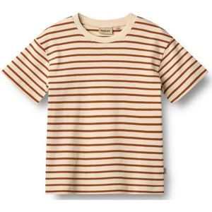 Wheat Unisex kinderen jongens S/S Fabian GOTS gecertificeerd T-shirt, 9447 Warm Caramel Stripe, 92