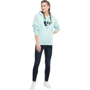 LIBBI Dames sweatshirt met capuchon 12602721-LI01, Aqua Melange, L, aqua melange, L