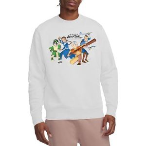 Avatar The Last Airbender Avatars Group Crew Sweatshirt, Wit, Large, Wit, L