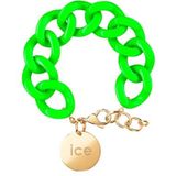 ICE - Jewellery - Chain bracelet - Flashy green - Gold - Groene XL mesh armband voor vrouwen met gouden medaille (020922)