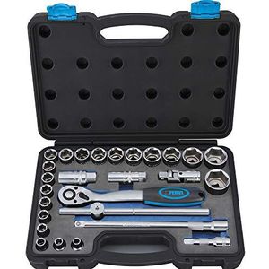 Fervi SN4P3N027 dopsleutel-/ratel-/ratelset, zeskant, inchmaten, 1/2 inch, 27-delig