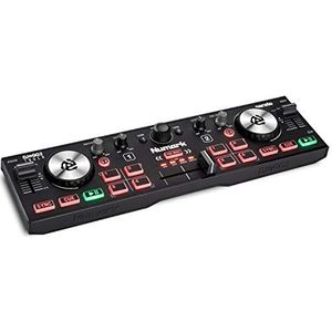 Numark DJ2GO2 Touch - Mini DJ-controller voor onderweg - 2-deks USB DJ-console met audio-interface en capacitieve jogwielen, 4 padmodi; inclusief software