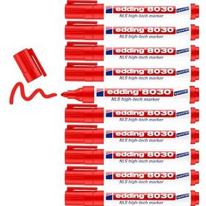 edding 8030 NLS hightechmarker - rood - 10 stiften - ronde punt 1,5-3 mm - roestvaste marker voor corrosiearm markeren - voor staal, metaal, ijzer, aluminium