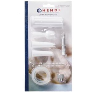 HENDI Onderdelenset - Kitchen Line - voor HENDI slagroomapparaten - 3 spuitmondjes, patroonhouder, afdichtring, ventiel en schoonmaakborsteltje