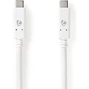 Nedis USB-C naar USB-C kabel met E-Marker chip - USB3.2 (tot 10 Gbit/s) - PD tot 20V/5A - video tot 4K 60Hz / wit - 1 meter