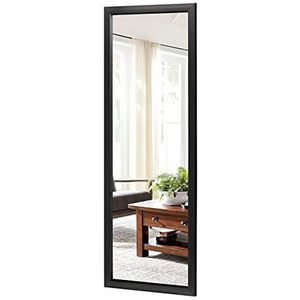 NeuType 110 x 40 cm deurspiegel, wandspiegel, full-body spiegel, groot, frame van polymeer, ophangen of tegen de muur, kleedspiegel voor kleedkamer, slaapkamer, zwart (geen standaard)