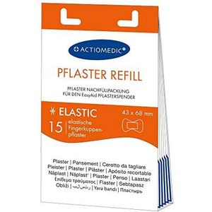 ACTIOMEDIC I ELASTIC vingertoppleister navul set, 15 stuks, Verenigbaar met EasyAid Pleisterdispenser, Hypoallergene vingerverbanden voor kinderen en volwassenen