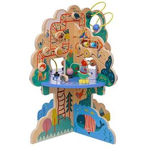 Manhattan Toy 160810 Speeltuin Adventure Houten Peuter Activiteitencentrum voor kinderen vanaf 12 maanden met zweefvliegtuigen, Abacus Track, Spinners, Spring Toys en Bead Runs, Multicolor